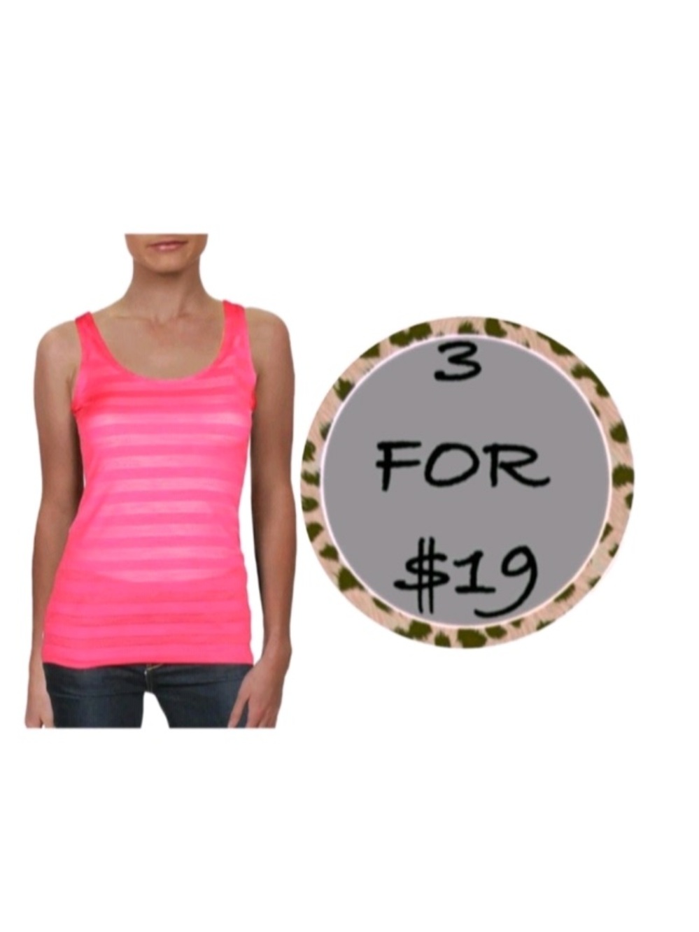 3/$19 90 degree by reflex Pink Striped Racerback tank Top